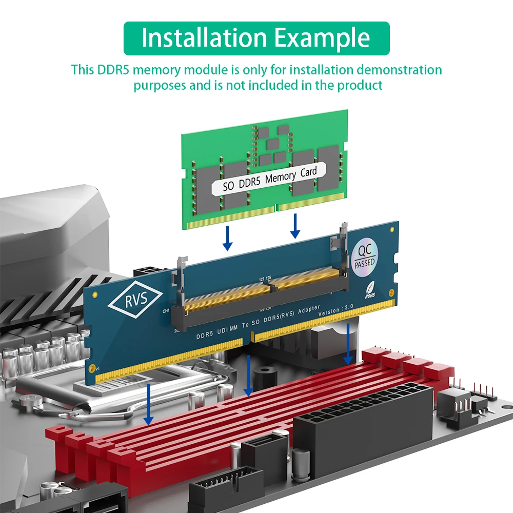 DDR5 SO-DIMM to U-DIMM Adapter 133x29mm 5 DDR5 SO-DIMM to U-DIMM Adapter 133x29mm - Image 5