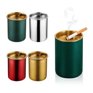 Stainless Steel Windproof Ashtray - 2.95x3.93 in 12 Sfe153d055b224a309459cf8c0c9d80d4m 1
