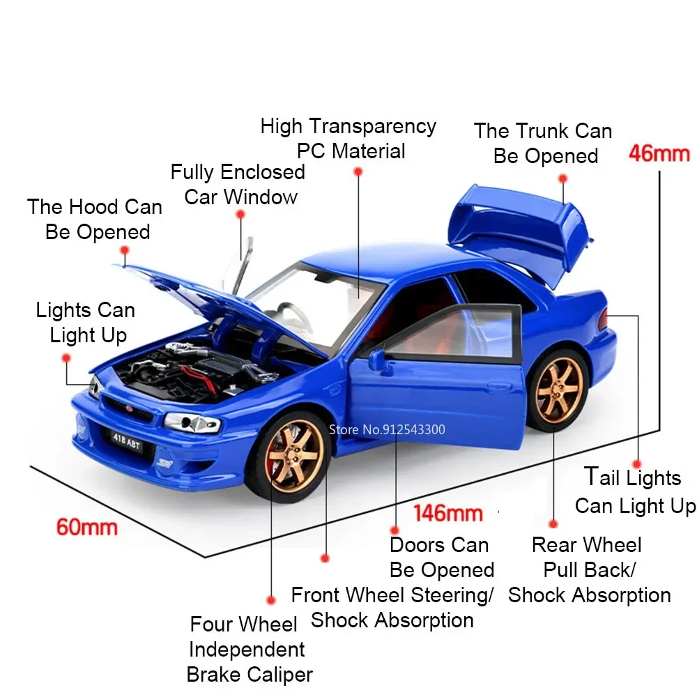 Vivid Blue 1:32 Subaru Impreza STI Model 4 Vivid Blue 1:32 Subaru Impreza STI Model - Image 4