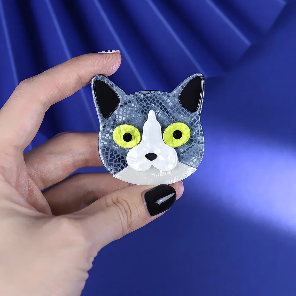 Colorful Acrylic Cat Face Brooch for Accessories 6 Colorful Acrylic Cat Face Brooch for Accessories - Image 6