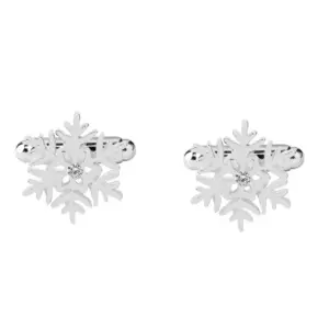 Elegant Silver Snowflake Cufflinks with Rhinestones