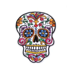 Punk Flower Skull Iron-On Patch 10x7.5 cm 8 Sfe8e48fcead44a79a1a82f0a09a953935