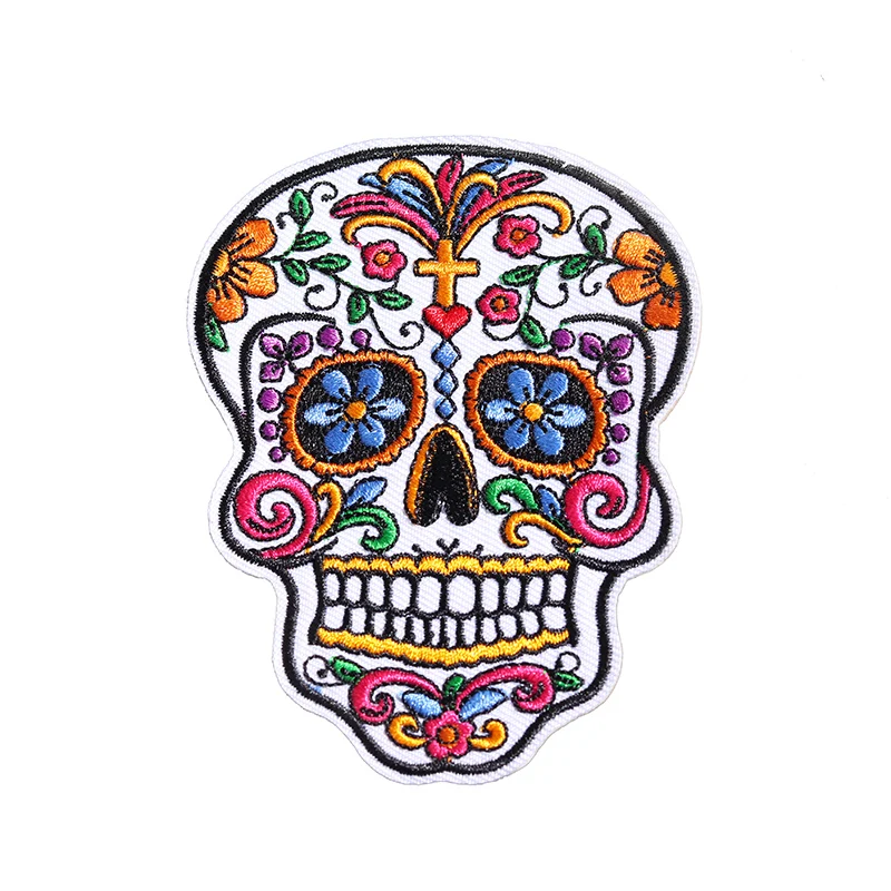 Punk Flower Skull Iron-On Patch 10x7.5 cm 4 Punk Flower Skull Iron-On Patch 10x7.5 cm - Image 4