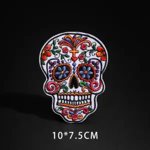 Punk Flower Skull Iron-On Patch 10x7.5 cm 9 Sff04fe3a66e14879863e65d407f1605dE