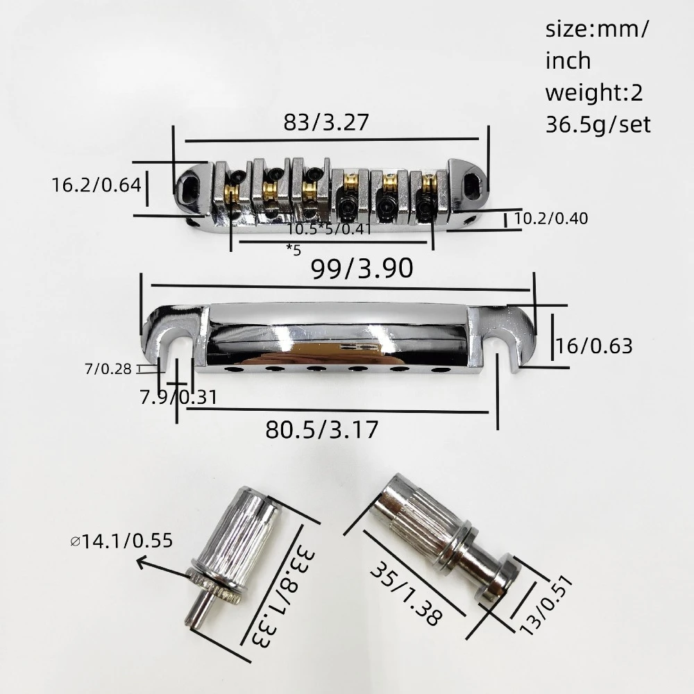 Electric Guitar Roller Bridge and Tailpiece Set 5 Electric Guitar Roller Bridge and Tailpiece Set - Image 5