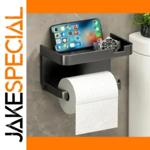 Wall-Mounted Toilet Paper Holder with Shelf