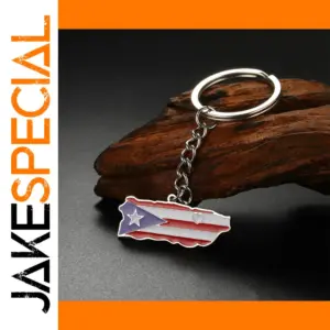 Enamel Puerto Rico Flag Keychain Stainless Steel