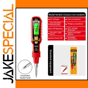 Red Non-Contact Voltage Tester Pen with LCD Display