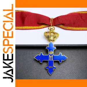 Vintage Blue and Gold Medal Badge with Ribbon