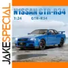 Nissan Skyline GTR R34 Diecast Model 1:24 Blue