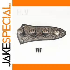 Black JB Electric Bass Control Board with Ornate Design