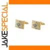 Gold Square Cufflinks with Blue Stones