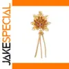 Retro Amber Maple Leaf Tassel Brooch