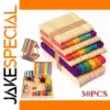 Colorful Wooden Craft Sticks Set (50 Pieces)