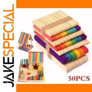 Colorful Wooden Craft Sticks Set (50 Pieces)