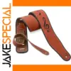 Burnt-Orange Leather Guitar Strap with Treble Clef