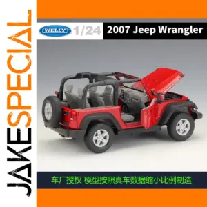 Red Diecast Jeep Wrangler 2007 Model 1:24 Scale