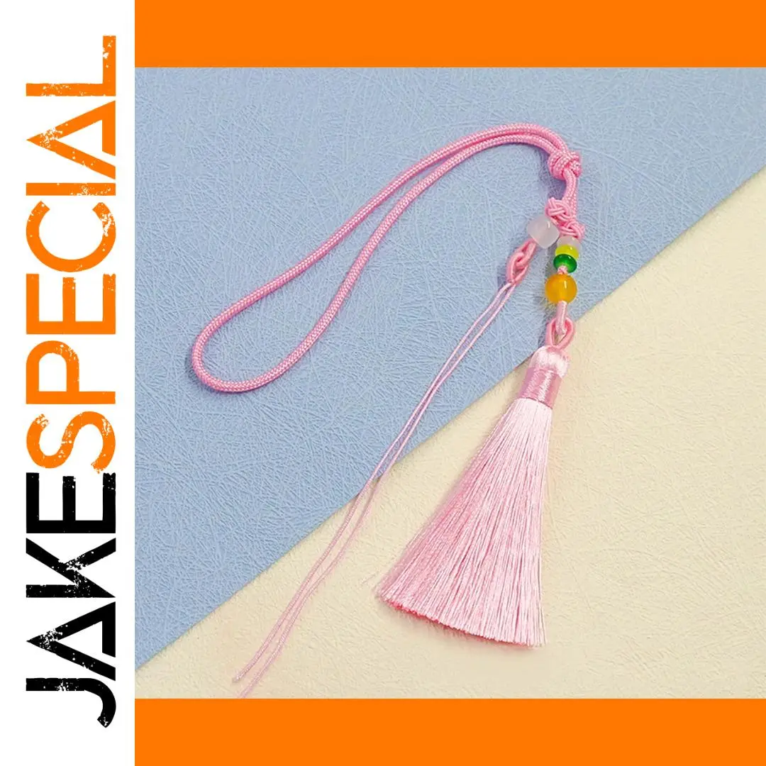 Pastel Pink Handwoven Tassel with Beads 1 Pastel Pink Handwoven Tassel with Beads