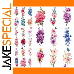 Vibrant Floral Temporary Tattoo Set