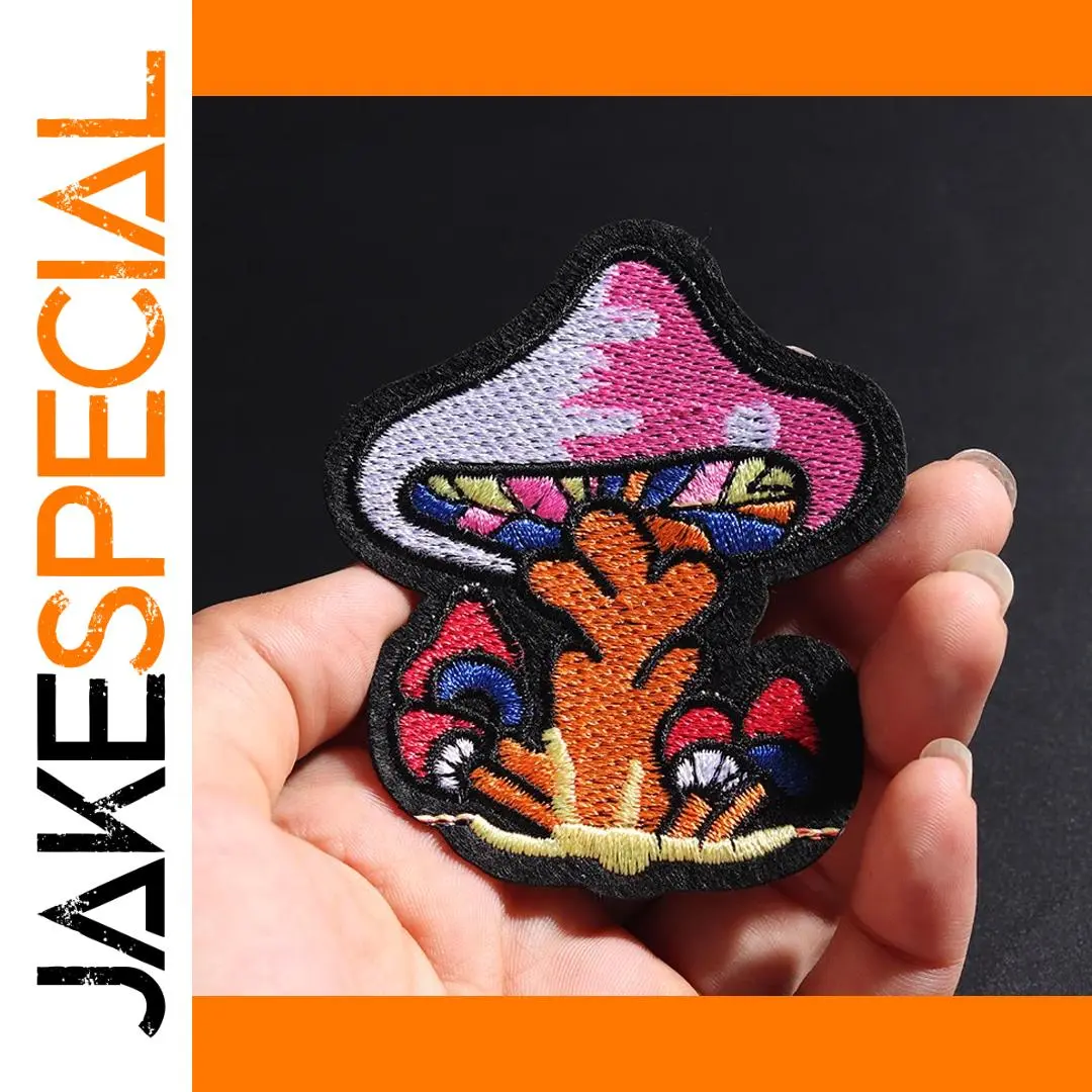 Embroidered Mushroom Patch for Clothing 7.1x6.1 cm 1 Embroidered Mushroom Patch for Clothing 7.1x6.1 cm
