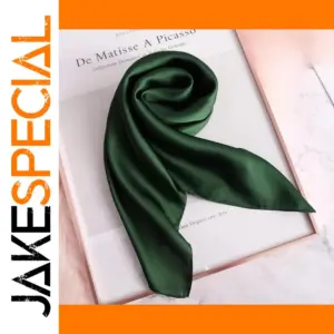 Green Satin Square Scarf 90x90 cm