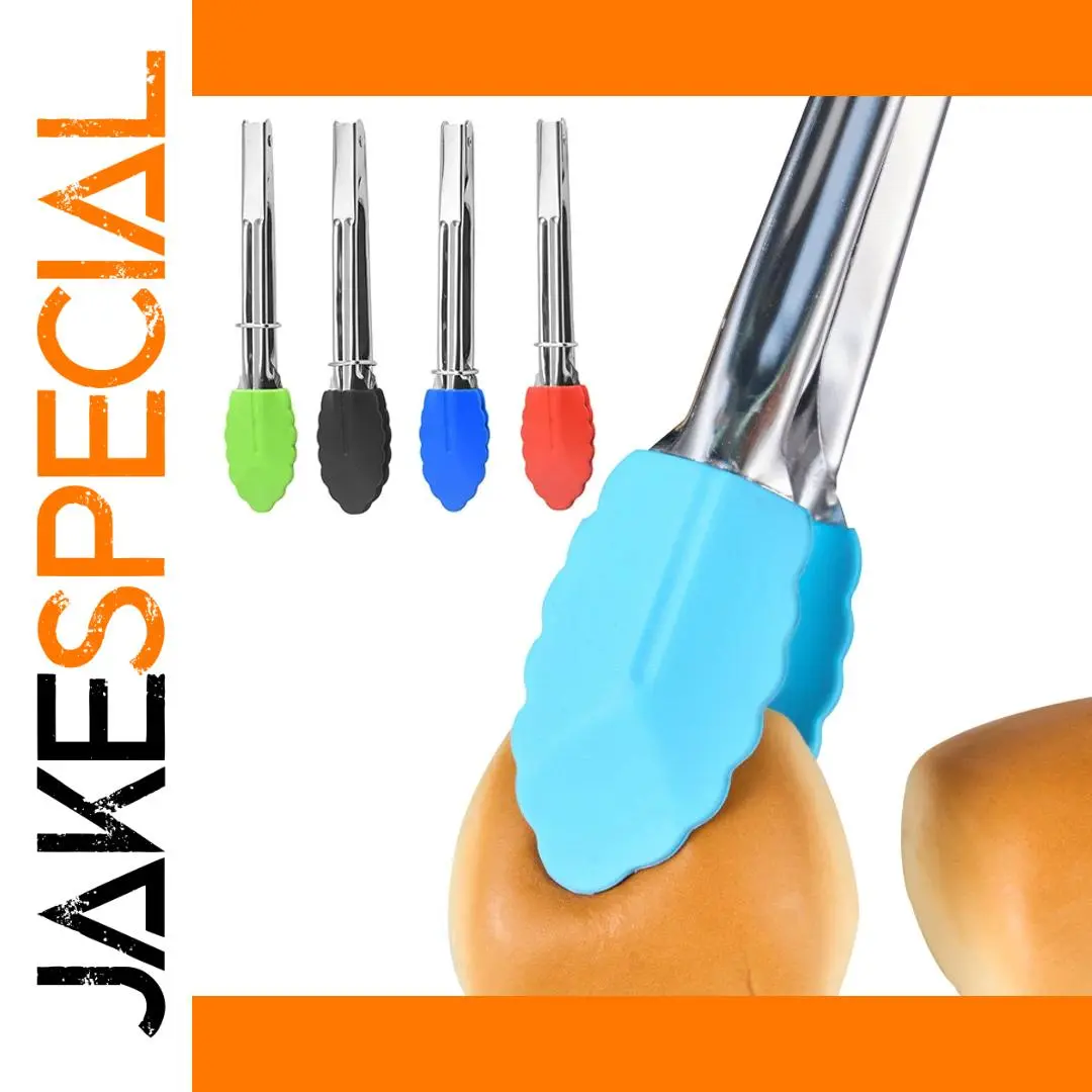 7-Inch Silicone BBQ Tongs with Stainless Steel 1 7-Inch Silicone BBQ Tongs with Stainless Steel