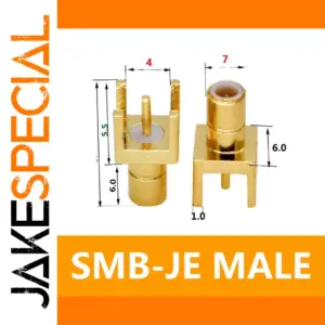 Gold-Plated SMB Male RF Connector (5 or 20 Pack)