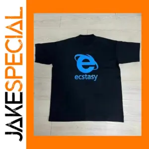 Oversized Ecstasy Streetwear T Shirt with Blue Graphic