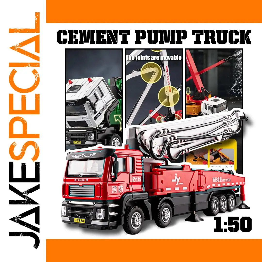 1:50 Scale Diecast Cement Pump Truck Model 1 1:50 Scale Diecast Cement Pump Truck Model