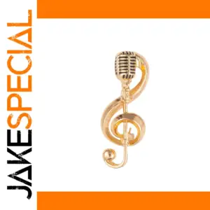 Musical Microphone & Treble Clef Brooch
