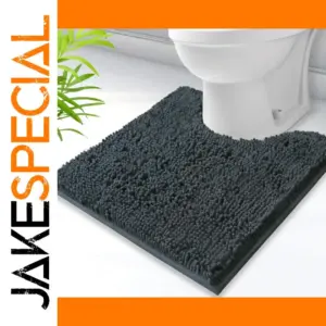 Grey U-Shaped Microfiber Bathroom Rug 50x50cm
