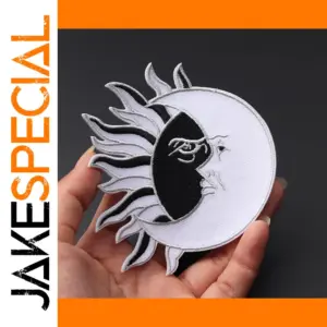 Black and White Moon Embroidered Patch 10.2x9.6cm