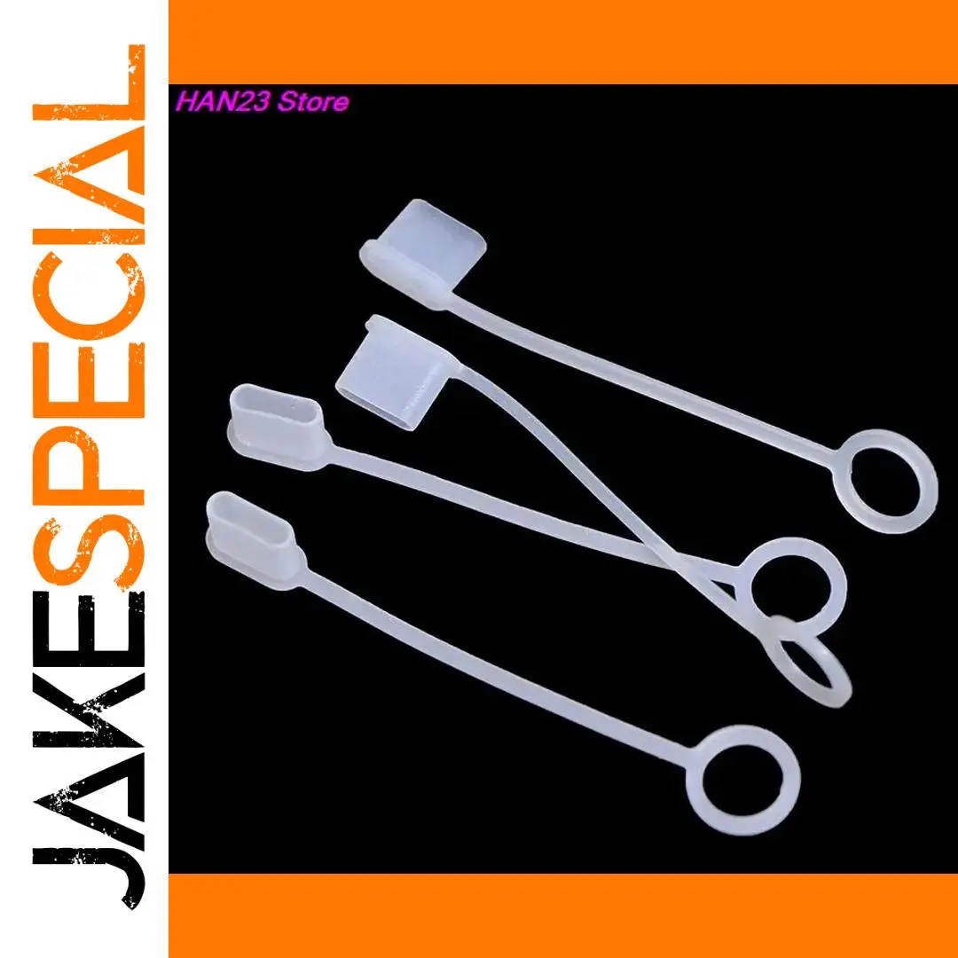 Reusable Clear Silicone USB Type-C Port Caps Set 1 Reusable Clear Silicone USB Type-C Port Caps Set