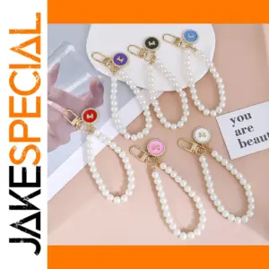 Elegant Faux Pearl and Rose Gold Keychain