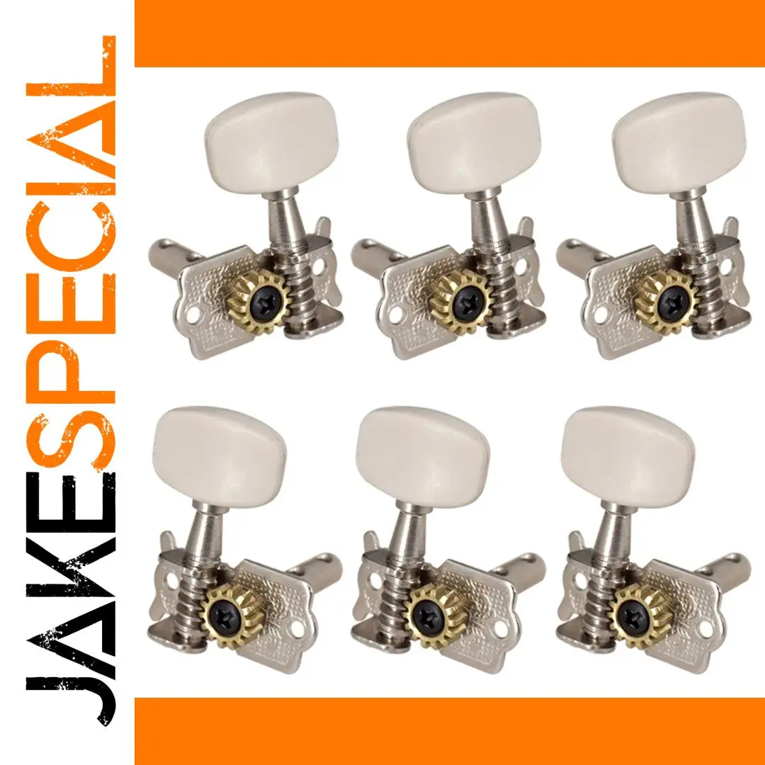 White Metal Guitar Tuning Pegs for Acoustic Guitars 1 White Metal Guitar Tuning Pegs for Acoustic Guitars