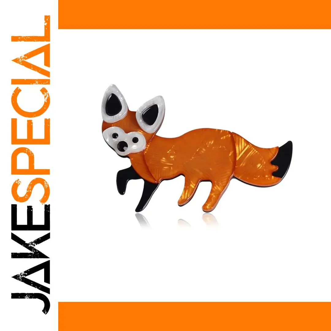Playful Cartoon Fox Brooch in Vibrant Acrylic 1 Playful Cartoon Fox Brooch in Vibrant Acrylic