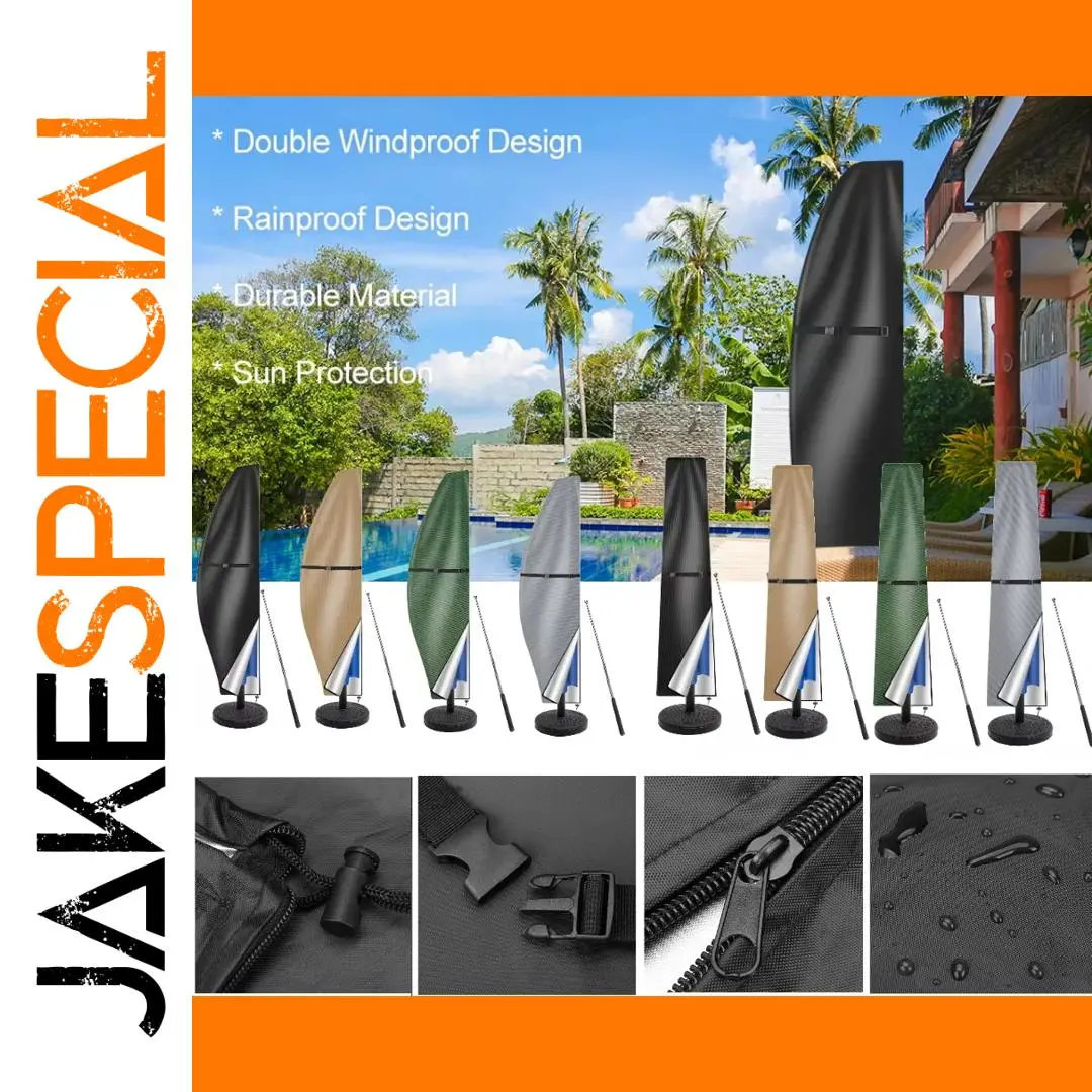 Waterproof Garden Parasol Cover for 170-280cm Umbrellas 1 Waterproof Garden Parasol Cover for 170-280cm Umbrellas