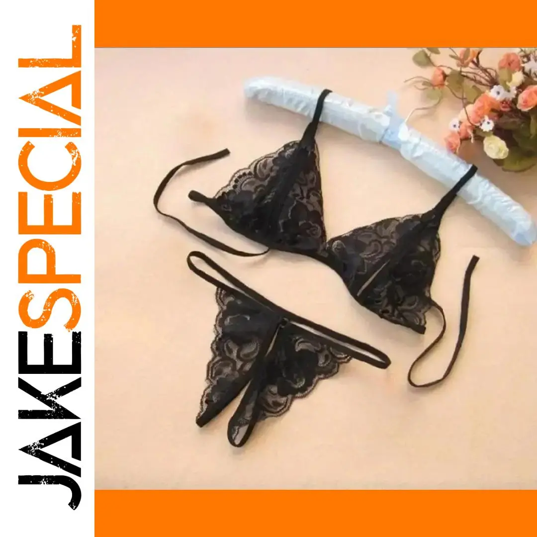 Women's Lace Lingerie Set with Open Crotch 1 Women's Lace Lingerie Set with Open Crotch