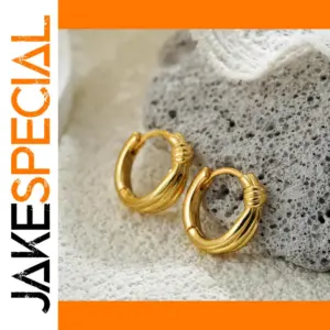 Vintage Gold Stainless Steel Hoop Earrings T421