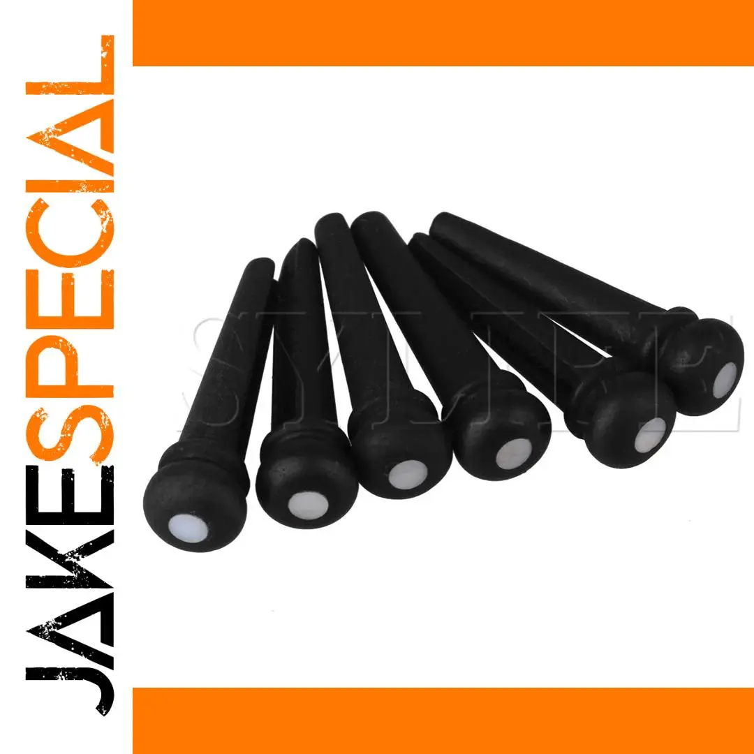 Ebony Guitar Bridge Pins with Pearl Dots Set 1 Ebony Guitar Bridge Pins with Pearl Dots Set