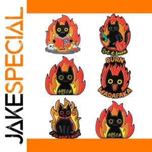 Black Cat Flame Badge for Jackets and Bags