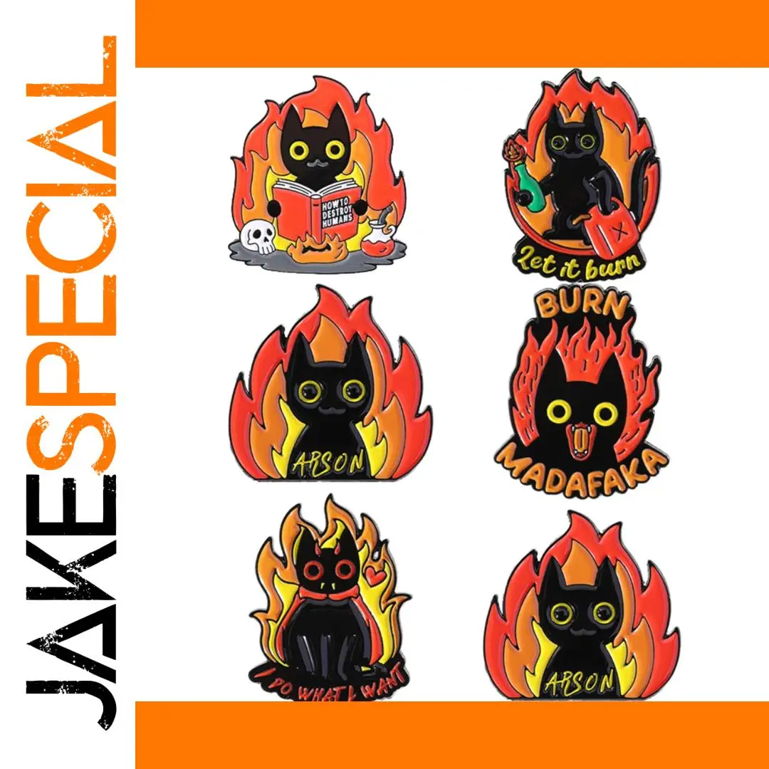 Black Cat Flame Badge for Jackets and Bags 1 Black Cat Flame Badge for Jackets and Bags