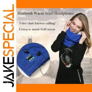 Blue Bluetooth Winter Scarf with Built-in Speaker
