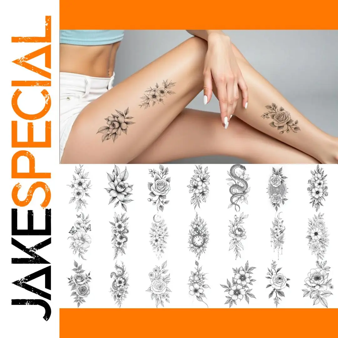 Set of 9 Elegant Line Art Temporary Tattoos 1 Set of 9 Elegant Line Art Temporary Tattoos