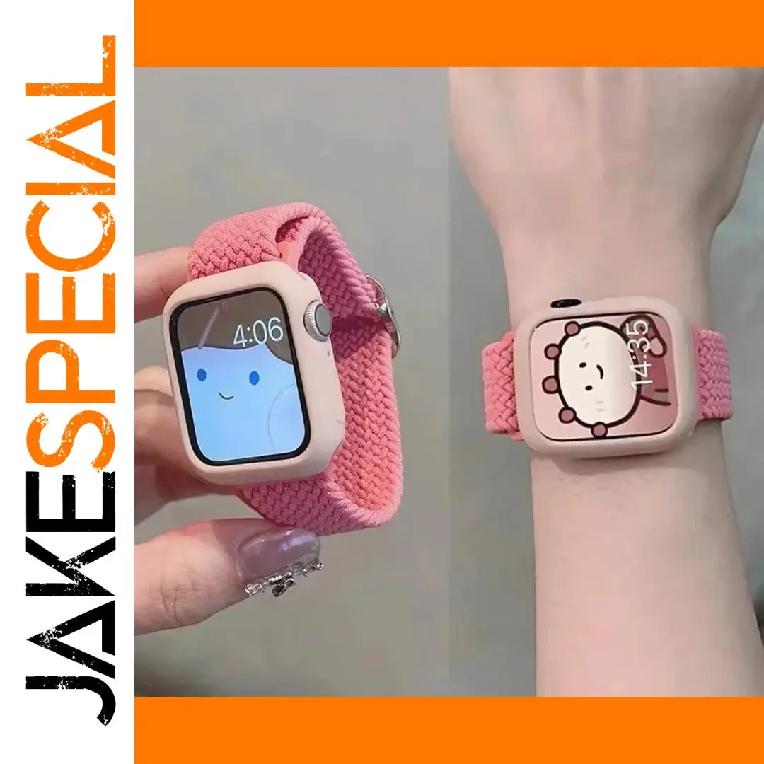 Pink Braided Nylon Solo Loop Band for Apple Watch 1 Pink Braided Nylon Solo Loop Band for Apple Watch