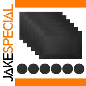 Black Vinyl Placemats and Coasters Set - 6 Pieces