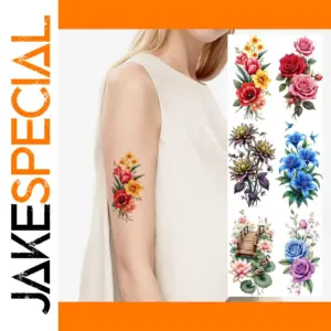 Colorful Floral Temporary Tattoos Set