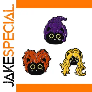 Whimsical Cartoon Witch Animal Collar Pin