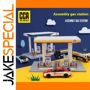 Miniature Gas Station Assembly Set in 1:64 Scale