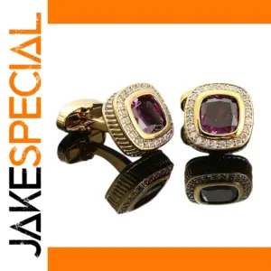Gold-Tone Multicolored Gemstone Cufflinks